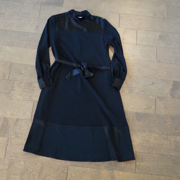 CO Essentials‎ Collection 2019 Long Sleeve Midi Dress Black Belted Sz XS - Picture 1 of 7